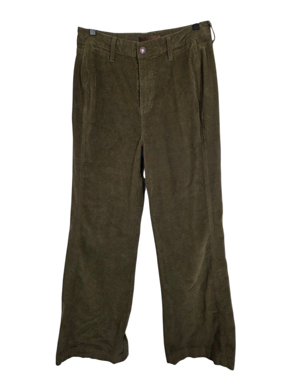 Judy Blue Retro Wide Leg Corduroy Pants Olive Green Brown Size 29 Boho Hippie